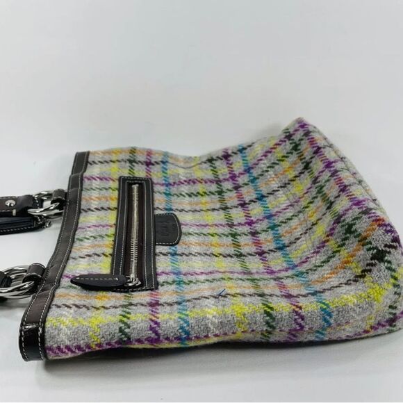 *Coach* Penelope *CABIN COUTURE* Plaid Wool Tweed Leather Trim Handbag - Picture 10 of 12